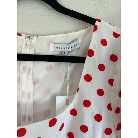 Anthropologie Endless Rose Woman Red And White Polka Dot Ruffle Dress, S… - Picture 8 of 13